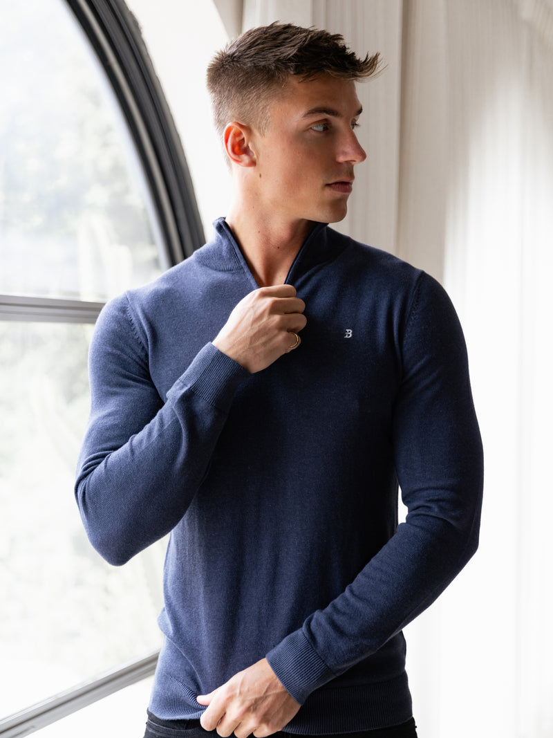 Oxbridge 1/4 Zip Jumper - Echtes Marineblau