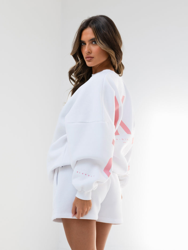 Isabel Oversized Jumper - White & Pink