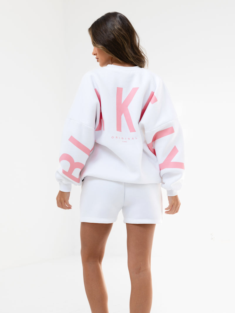 Isabel Oversized Jumper - White & Pink