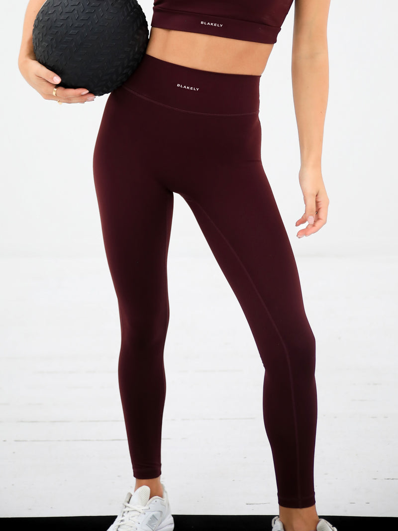 Maroon active leggings discount
