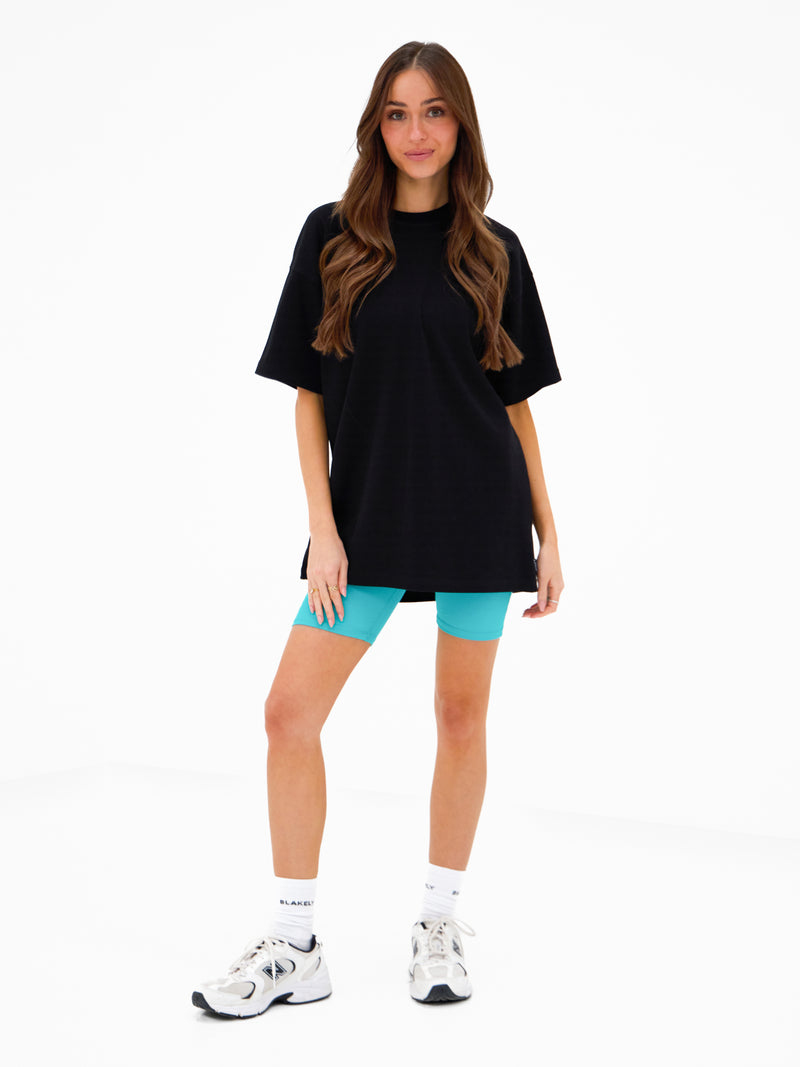 Isabel Oversized T-Shirt - Black & Aqua