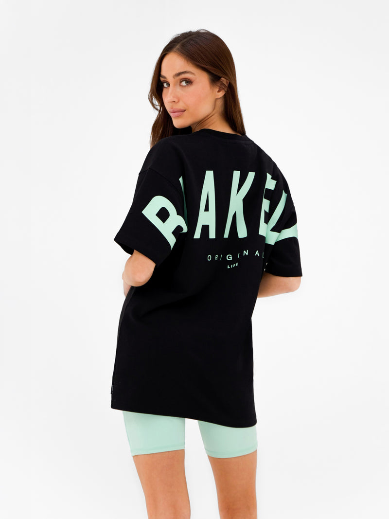 Isabel Oversized T-Shirt - Black & Pastel Green