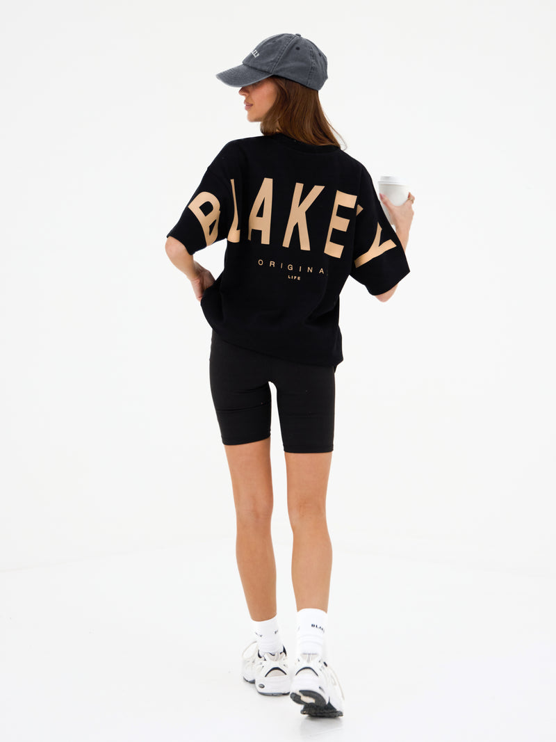 Isabel Oversized T-Shirt - Black & Light Tan