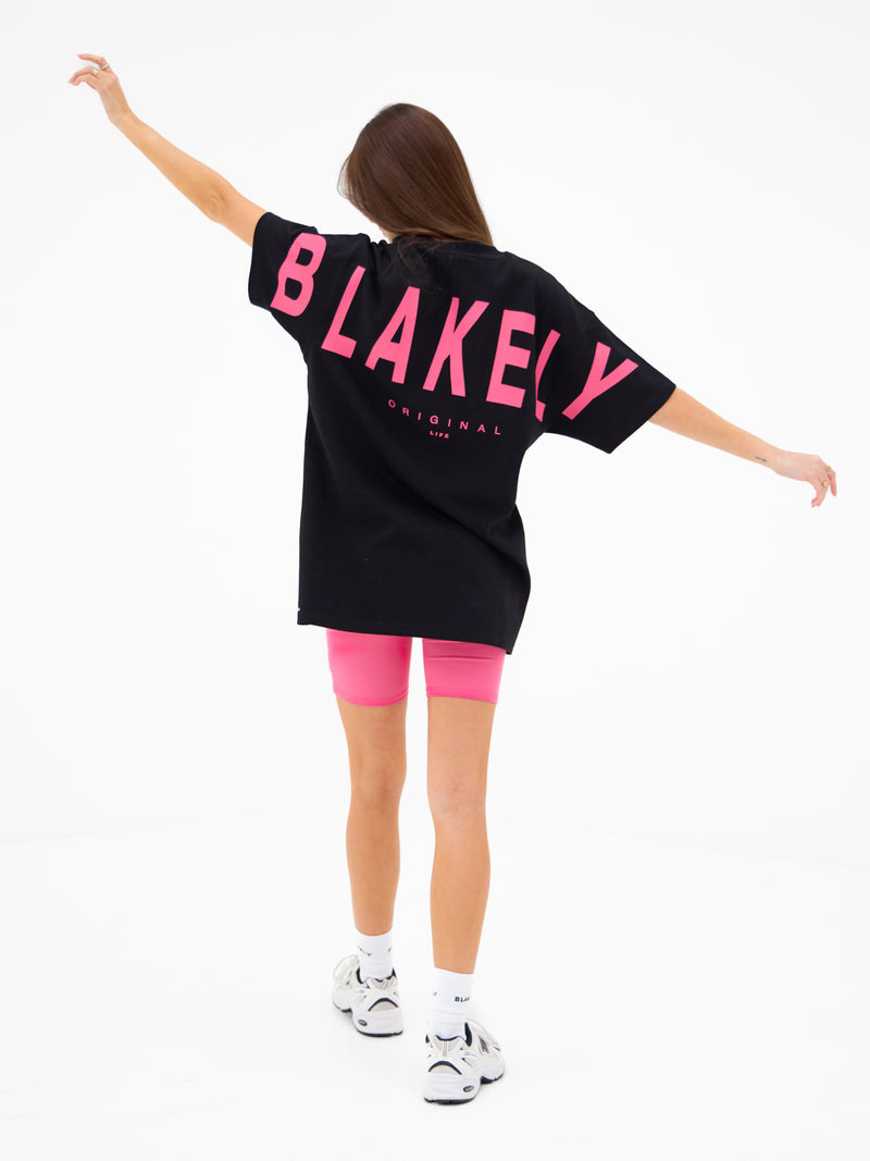 Isabel Oversized T-Shirt - Black & Bold Pink