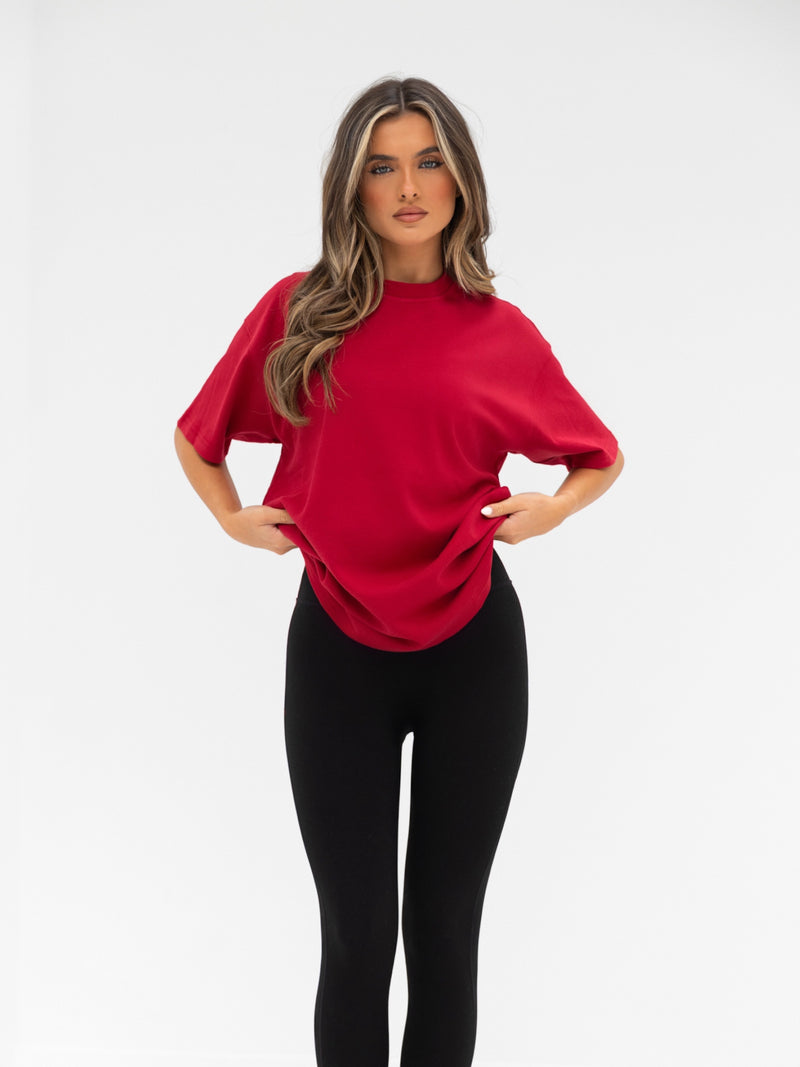 Isabel Oversized T-Shirt - Kirschrot