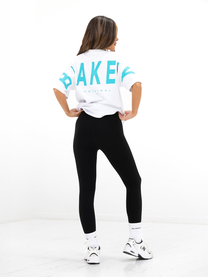 Isabel Oversized T-Shirt - Weiß & Aqua