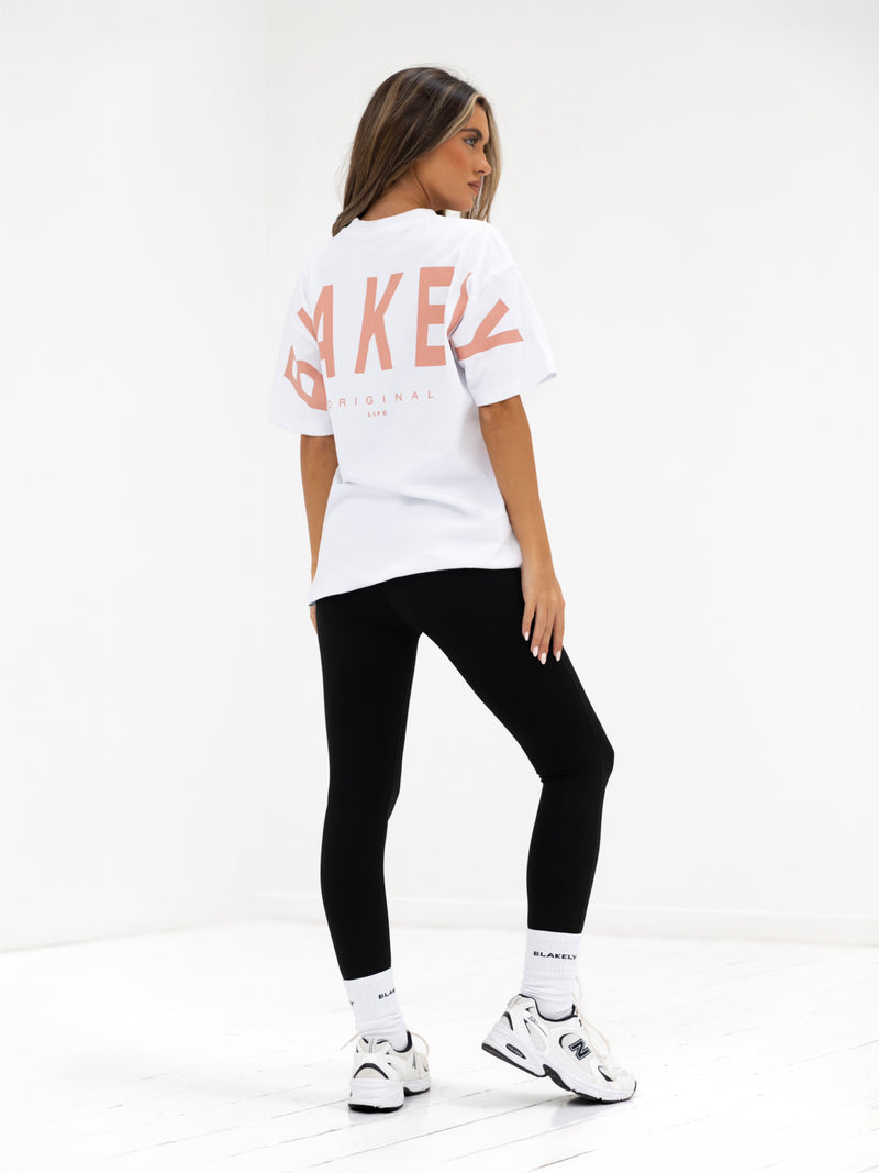 Isabel Oversized T-Shirt - Weiß & Pfirsichrosa
