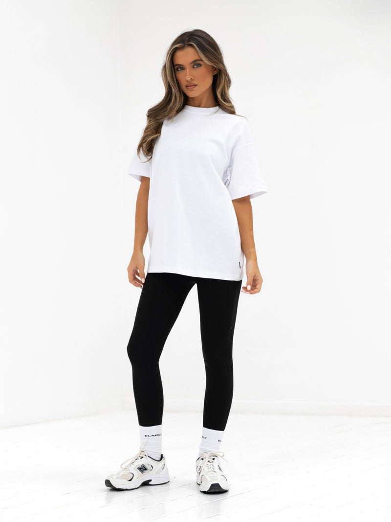Isabel Oversized T-Shirt - Weiß & Kirschrot