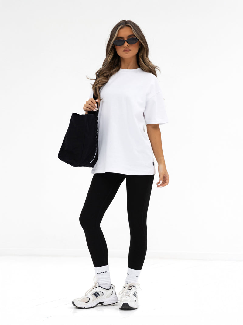 Isabel Oversized T-Shirt - Weiß & Kirschrot