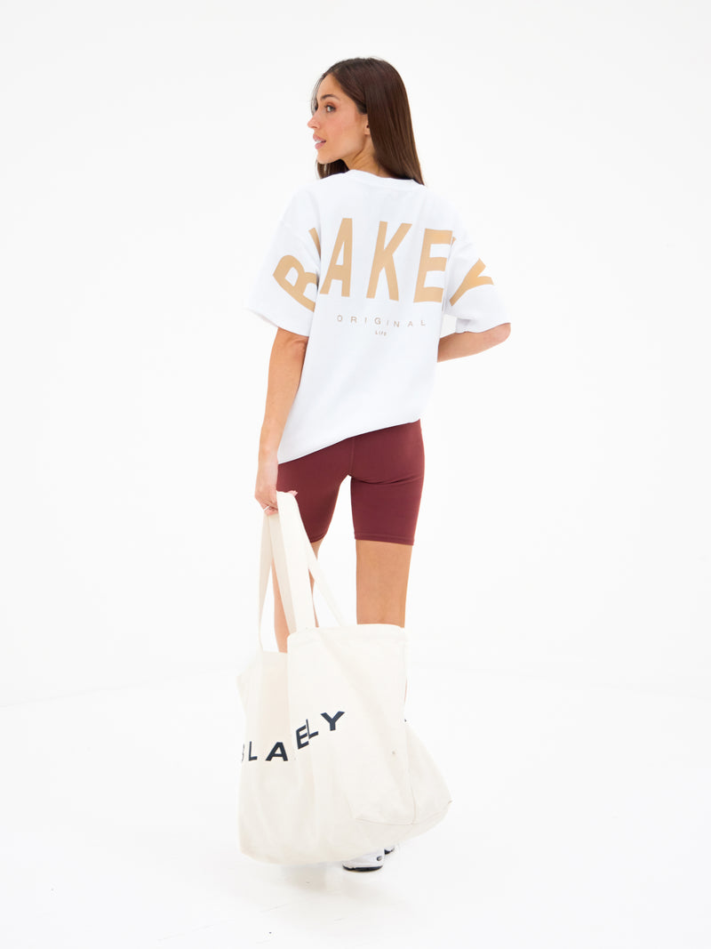 Isabel Oversized T-Shirt - White & Light Tan