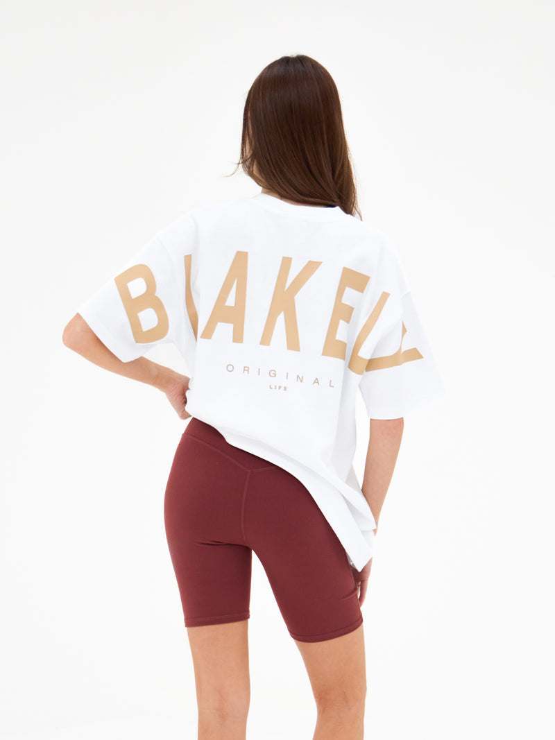 Isabel Oversized T-Shirt - White & Light Tan