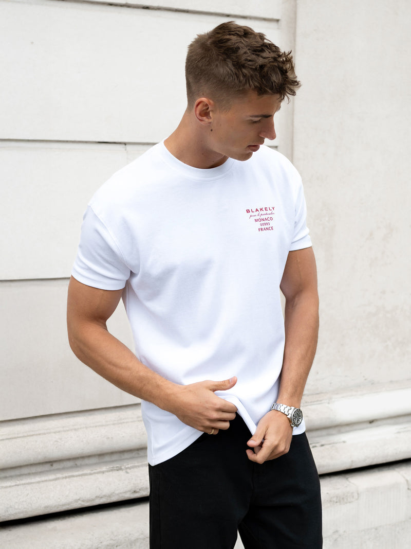 Monaco Relaxed T-Shirt - White & Red