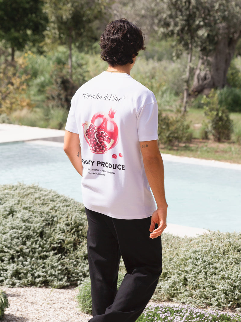 Pomegranate Print Relaxed T-Shirt - Wit