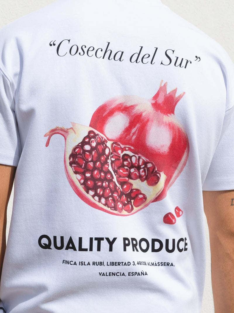 Pomegranate Print Relaxed T-Shirt - Wit