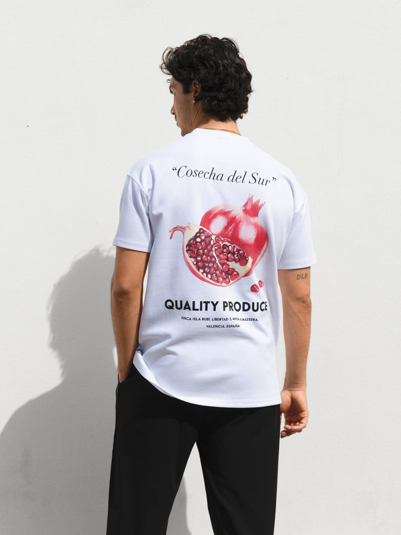 Pomegranate Print Relaxed T-Shirt - Wit