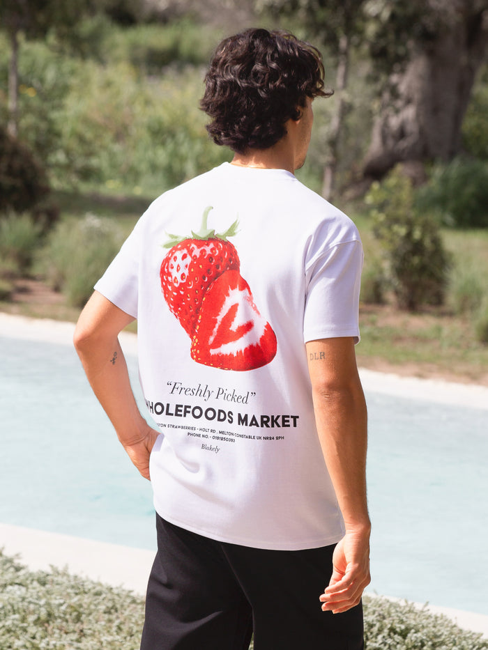Strawberry Print Relaxed T-Shirt - White