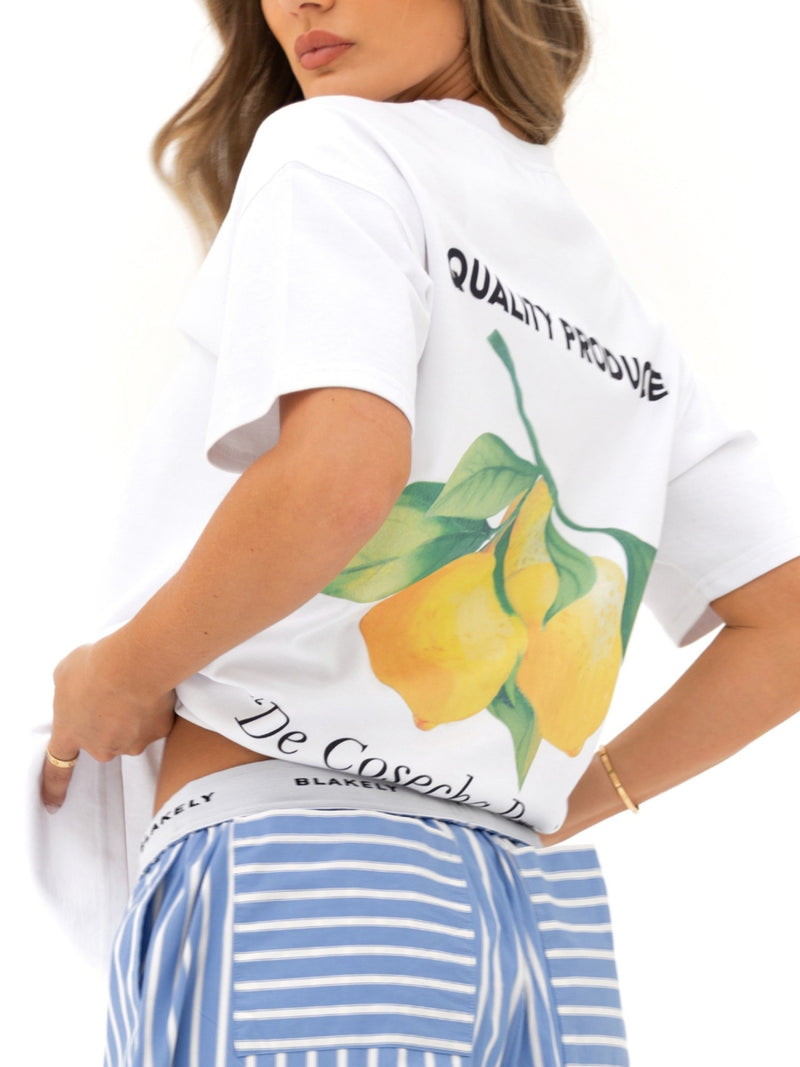 Lia Lemon Oversized T-Shirt - Wit