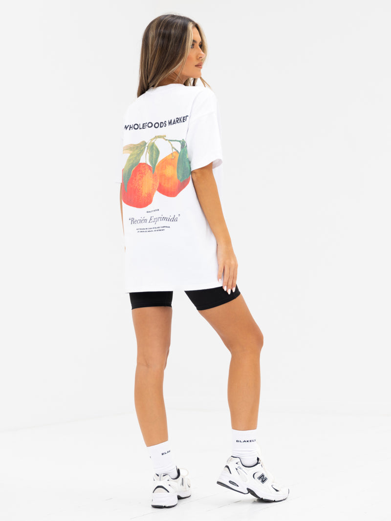 Orla Orange Oversized T-Shirt - Weiß