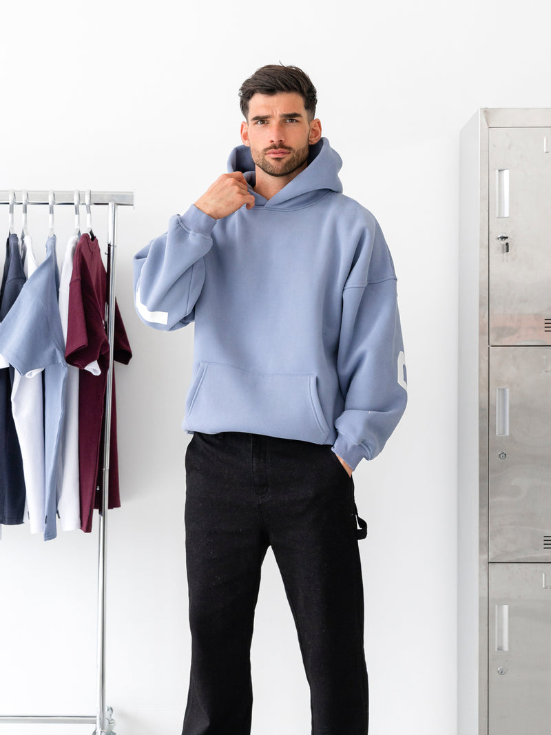 Idris Oversized Hoodie - Bewolkt blauw