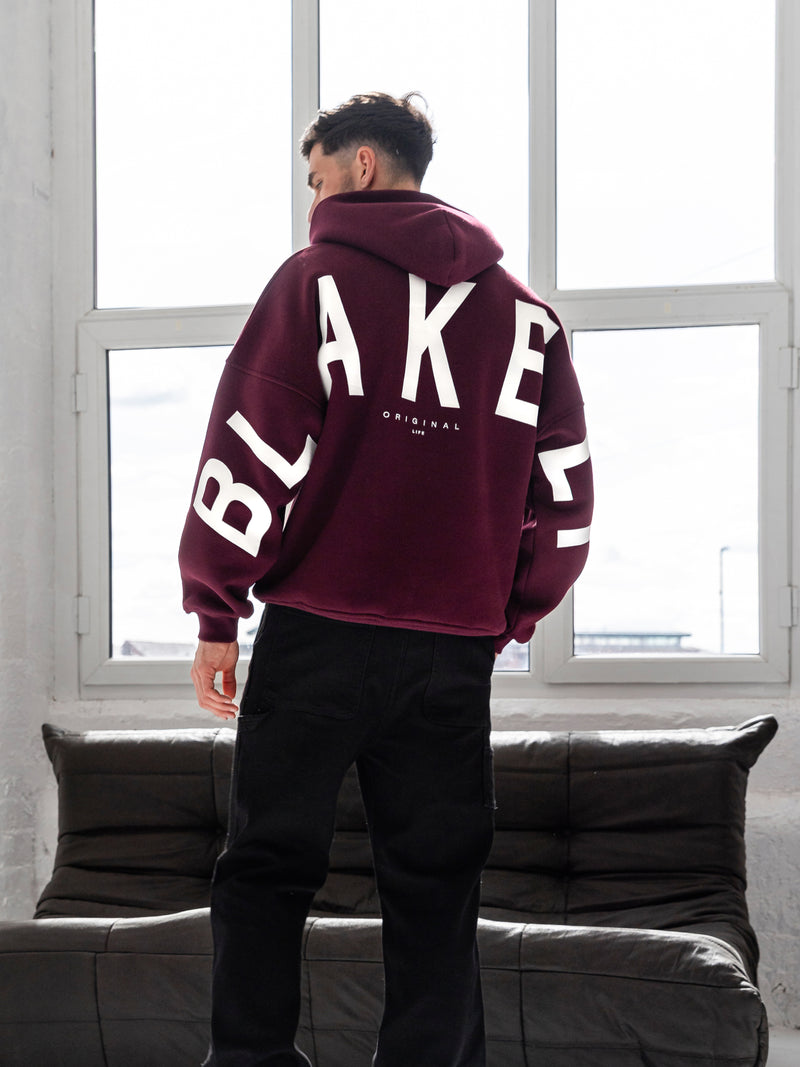 Idris Oversized Hoodie - Dunkles Burgunderrot