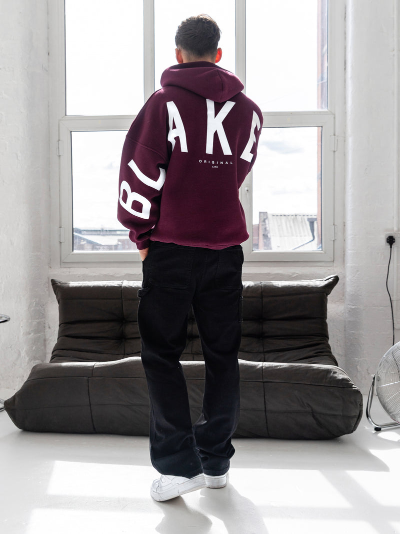 Idris Oversized Hoodie - Dunkles Burgunderrot