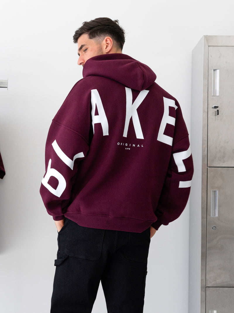 Idris Oversized Hoodie - Dunkles Burgunderrot