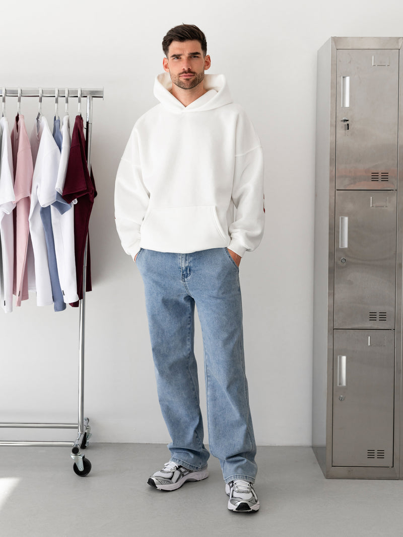Idris Oversized Hoodie - Flaches Weiß