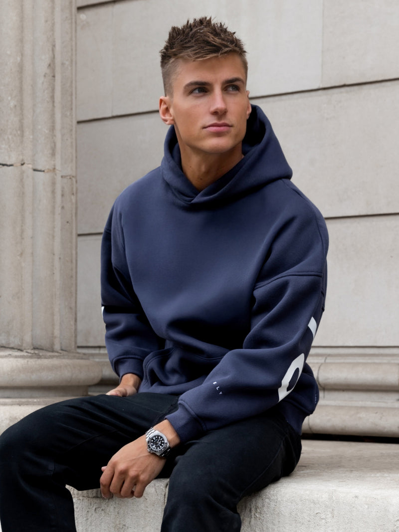 Idris Oversized Hoodie - Echtes Marineblau