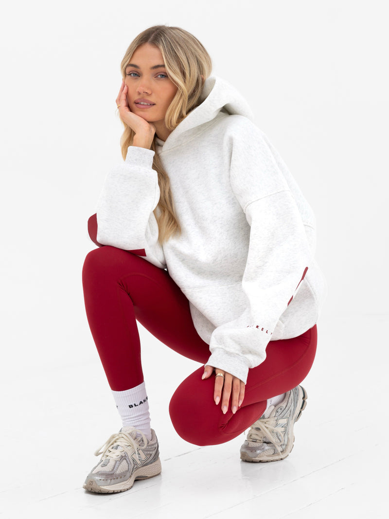 Isabel Oversized Hoodie - Melange Grau & Kirschrot