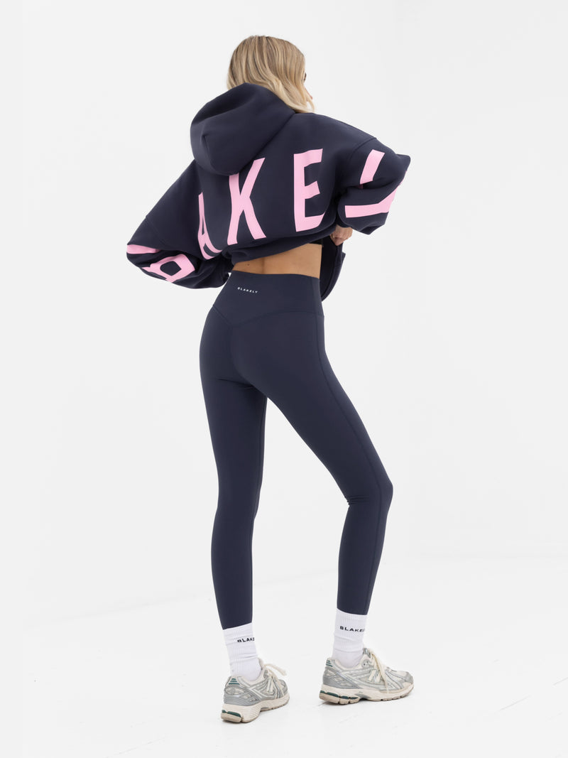 Isabel Oversized Hoodie - Echtes Marineblau & Puderrosa