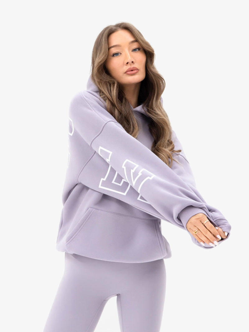 Varsity Isabel Oversized Hoodie - Gewassen lila