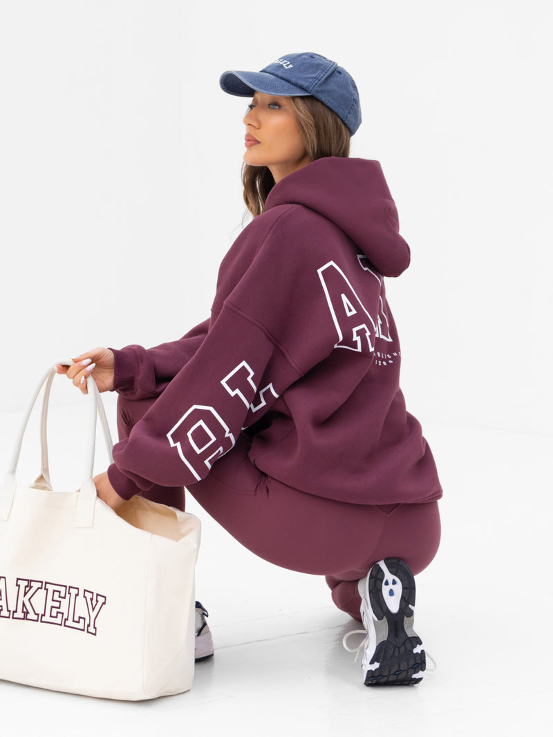 Varsity Isabel Oversized Hoodie - Old Burgundy