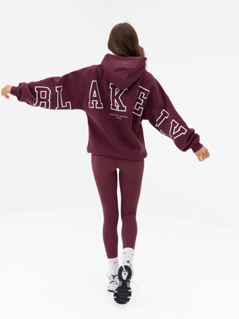 Varsity Isabel Oversized Hoodie - Old Burgundy