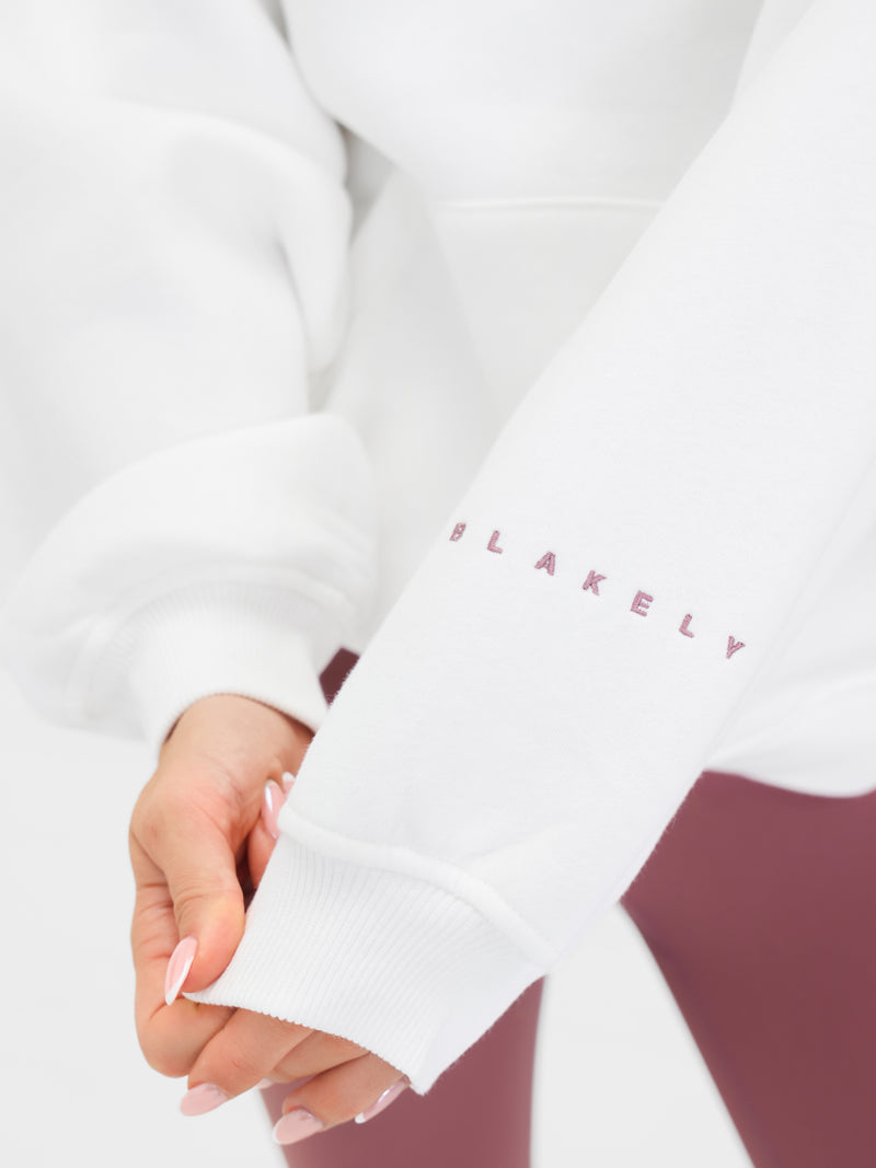 Isabel Oversized Hoodie - Blanc mat et taupe rosé