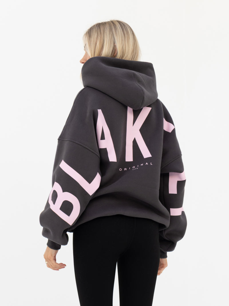 Isabel Oversized Hoodie - Charcoal & Rose Pink
