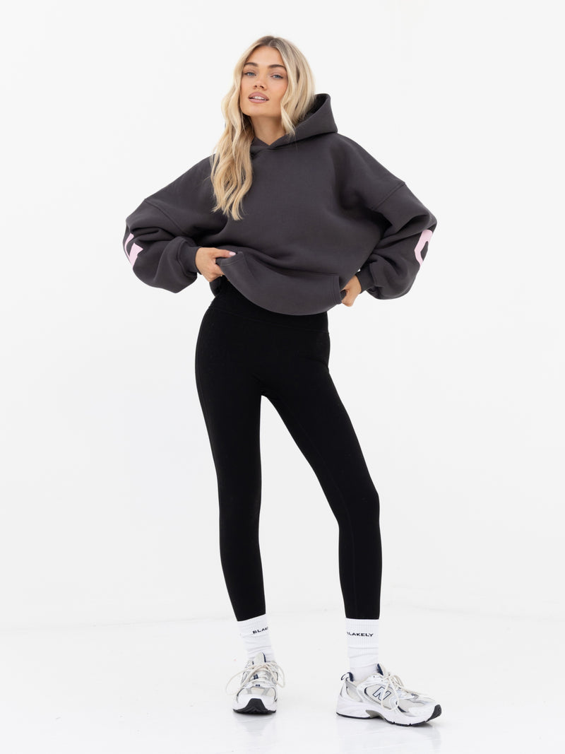 Isabel Oversized Hoodie - Charcoal & Rose Pink