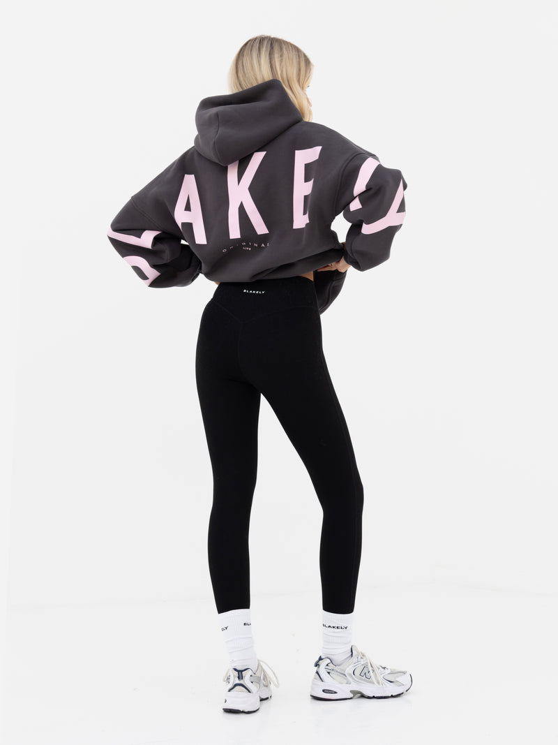 Isabel Oversized Hoodie - Charcoal & Rose Pink