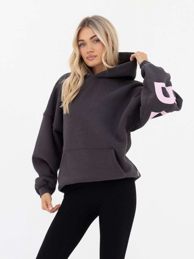 Isabel Oversized Hoodie - Charcoal & Rose Pink
