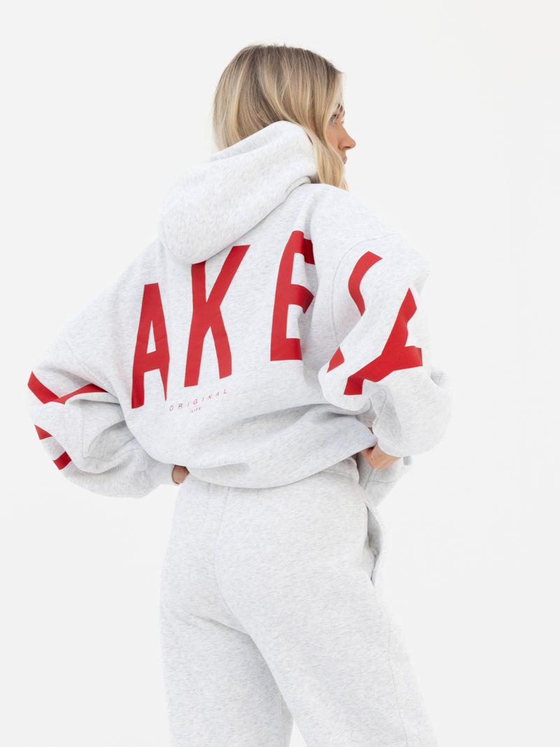 Isabel Oversized Hoodie - Marl White & Hot Red