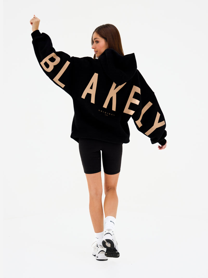 Isabel Oversized Hoodie - Black & Light Tan