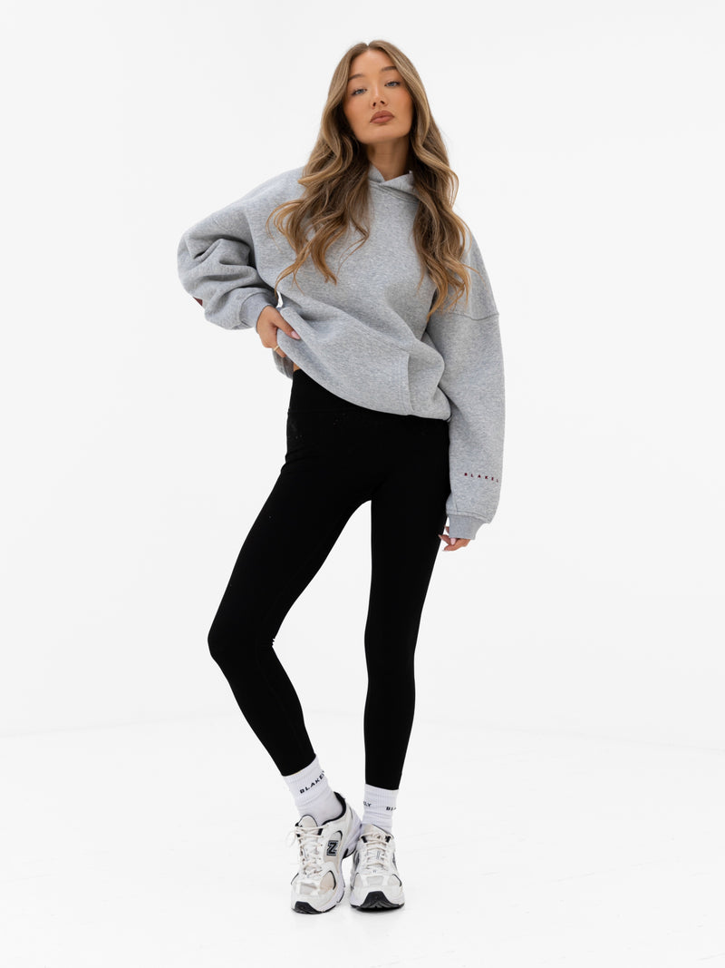 Isabel Oversized Hoodie - Marl Grey & Maroon Red