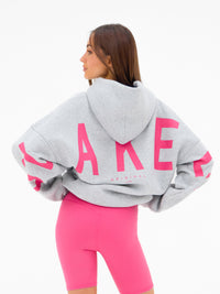 Isabel Oversized Hoodie - Marl Grey & Bold Pink