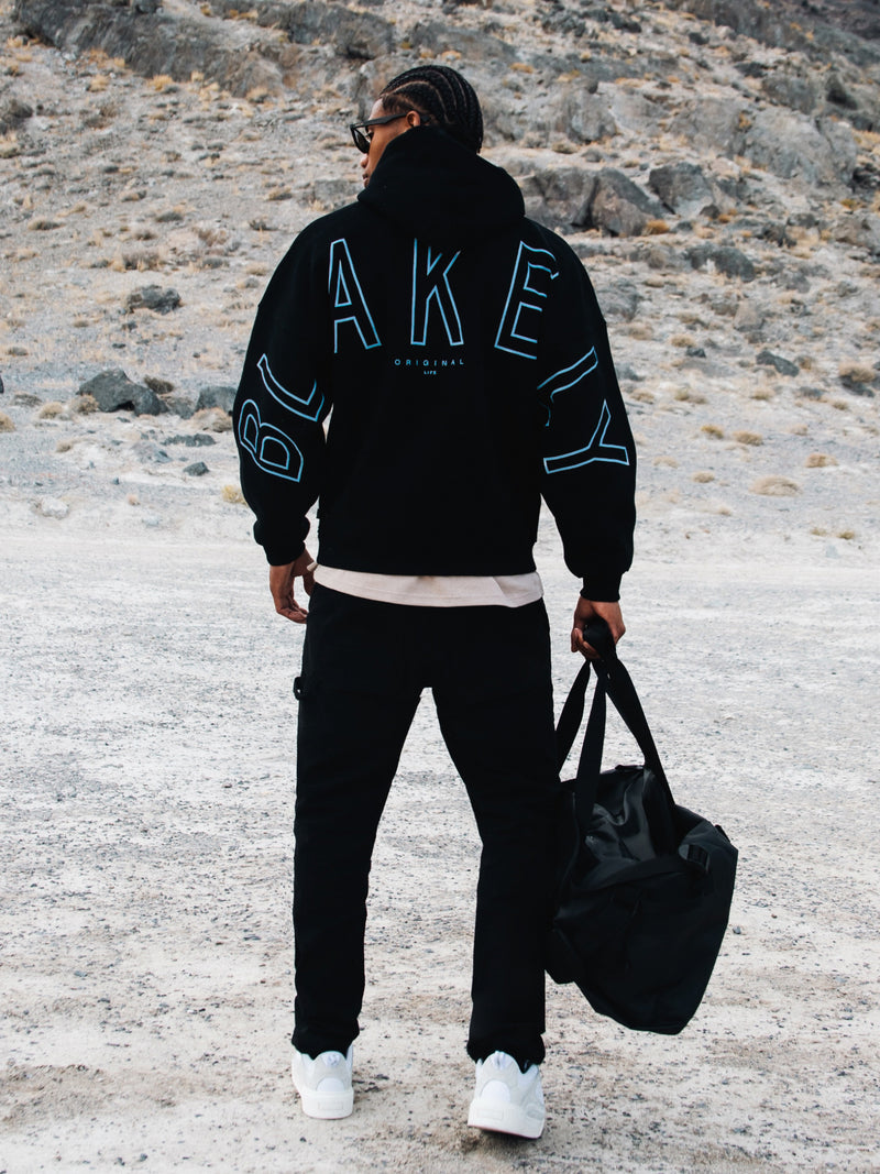 Embroidered Idris Oversized Hoodie - Elektrisches Blau