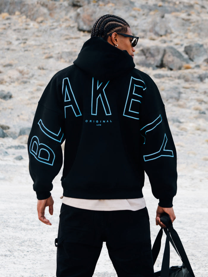 Embroidered Idris Oversized Hoodie - Elektrisches Blau