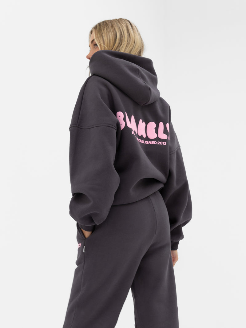 Cloud Print Oversized Hoodie - Holzkohle