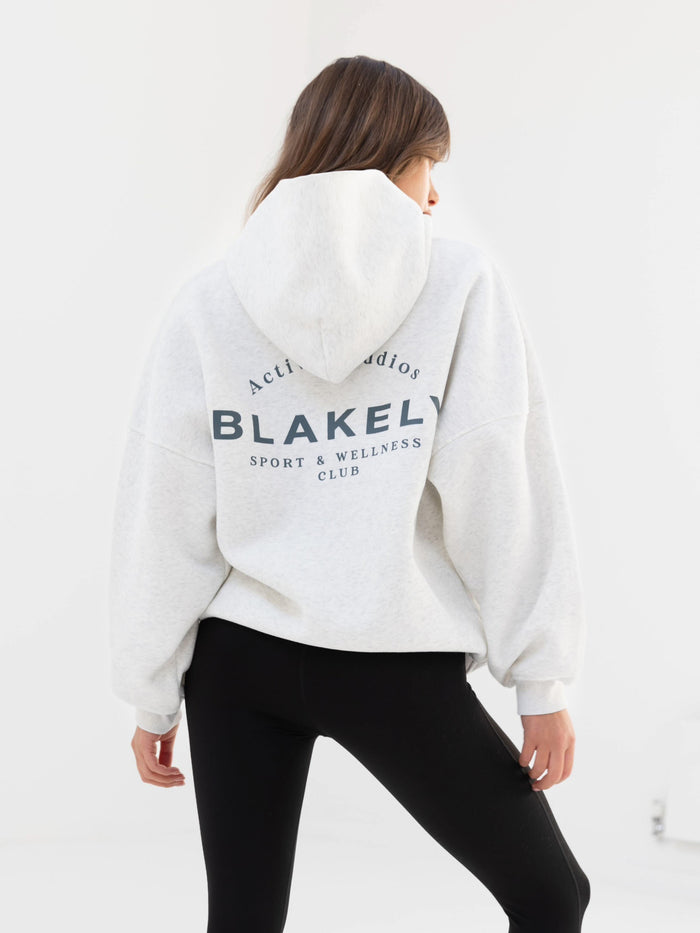 Active Studios Oversized Hoodie - Meliertes Weiß und Schieferblau