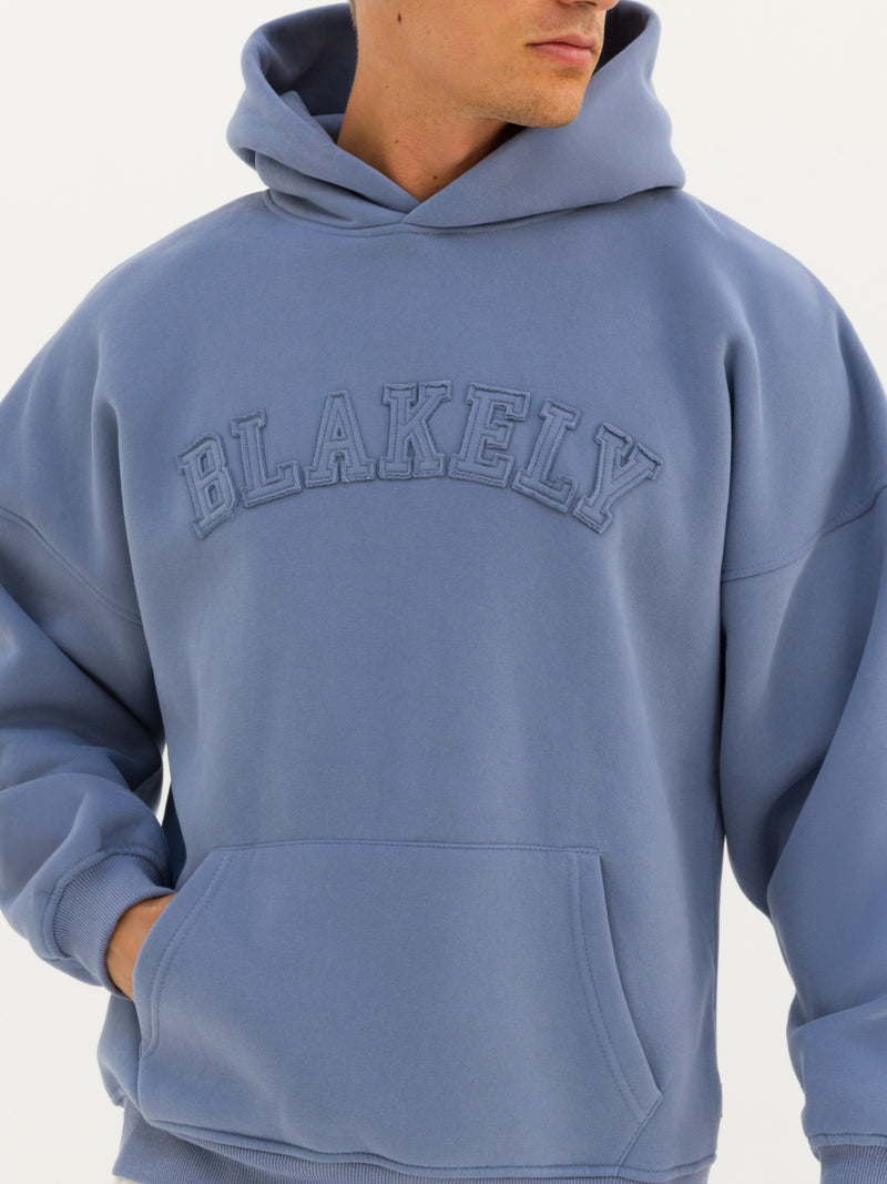 Tonal Varsity Relaxed Hoodie - Granite Blue