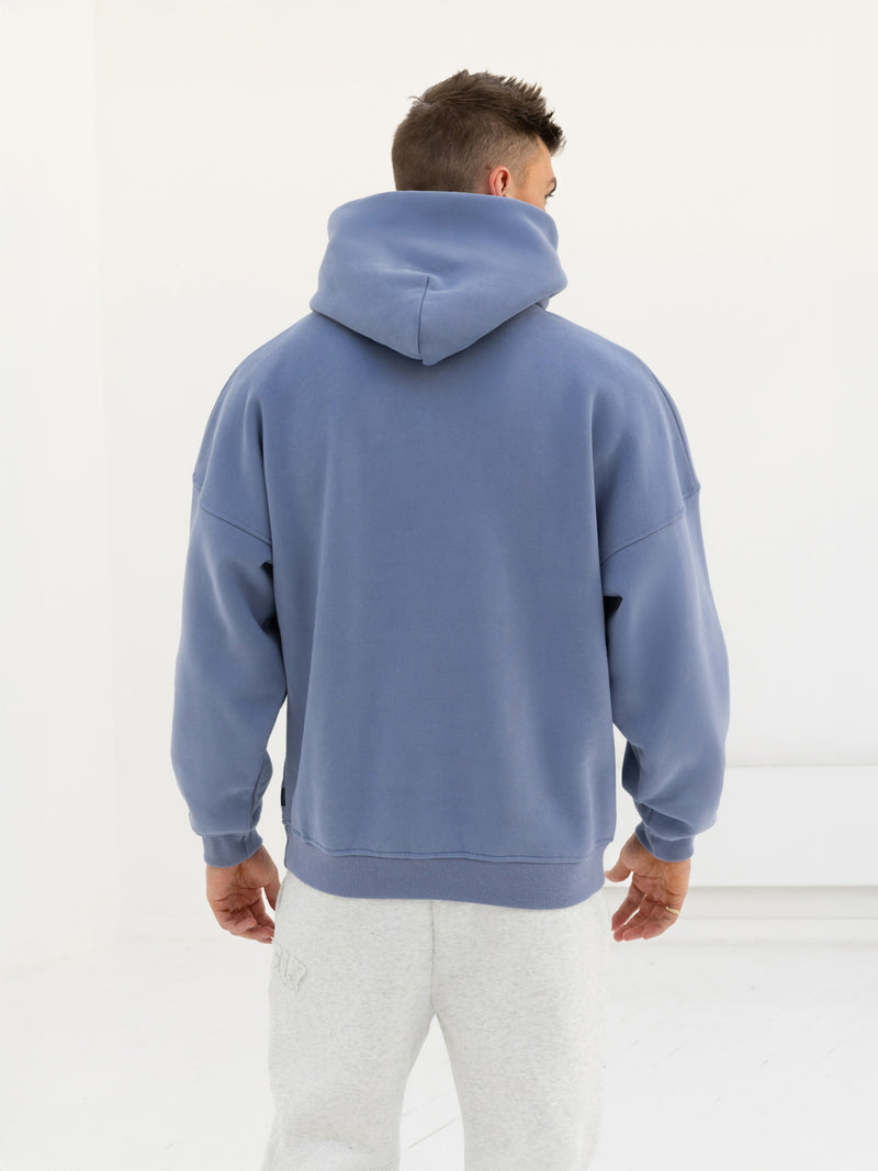 Tonal Varsity Relaxed Hoodie - Granite Blue