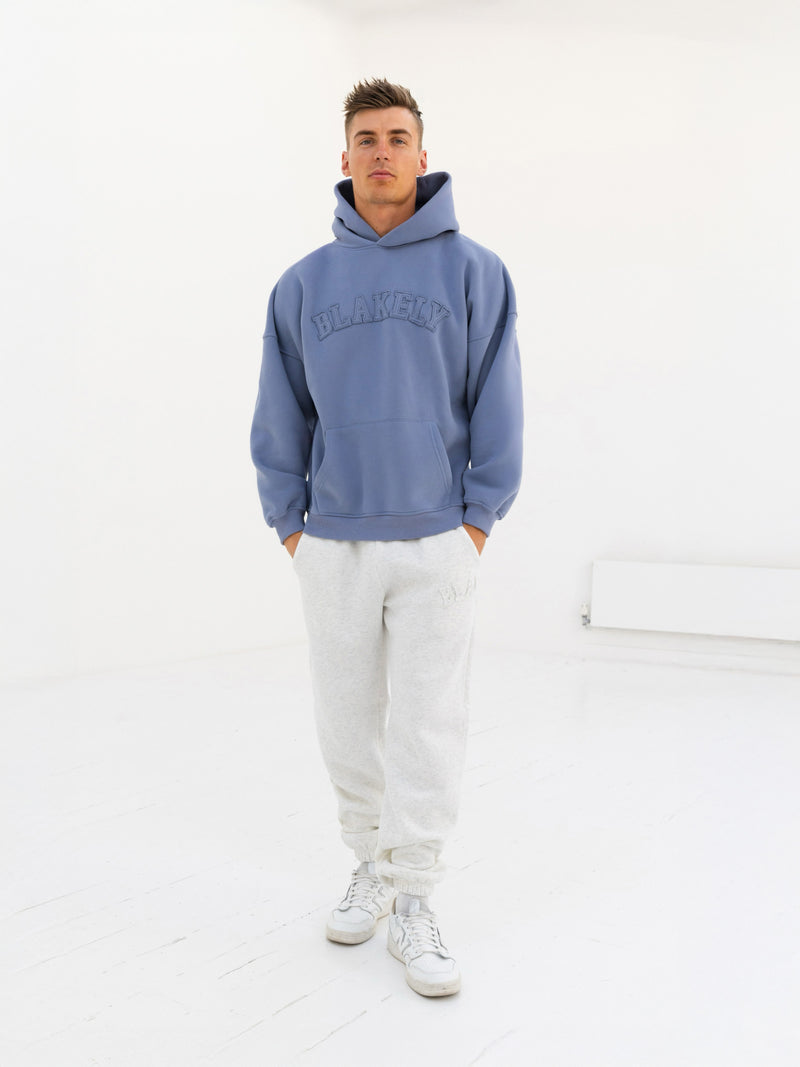 Tonal Varsity Relaxed Hoodie - Granite Blue