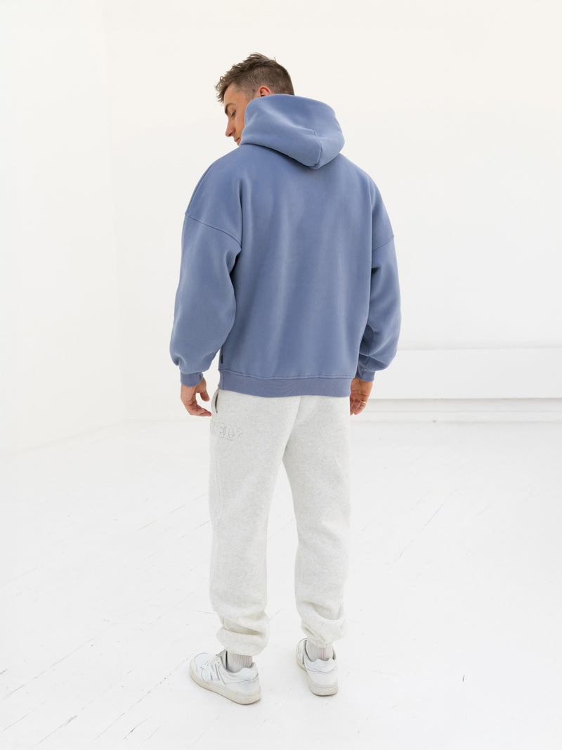 Tonal Varsity Relaxed Hoodie - Granite Blue